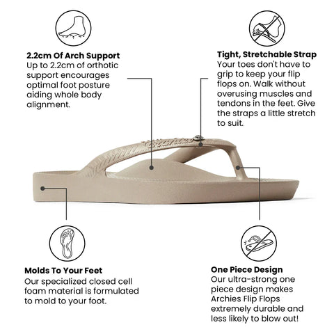 Arch Support Flip Flops - Classic - Crystal Taupe